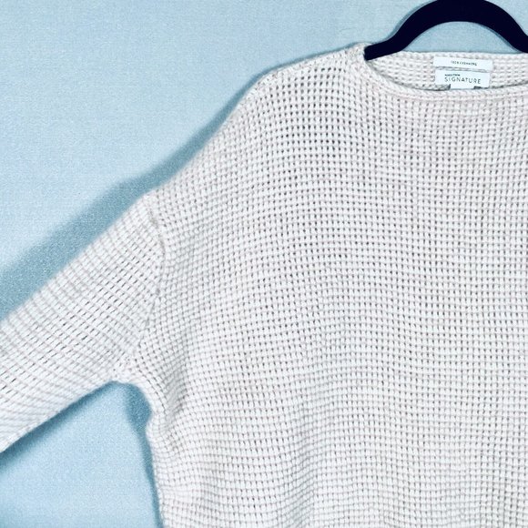 Nordstrom Cashmere Sweater Womens M Light Pink Crew Neck Pullover Boxy - Picture 3 of 9